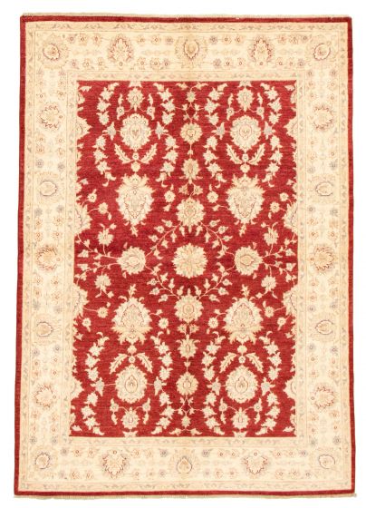 Bordered  Traditional Red Area rug 5x8 Afghan Hand-knotted 346497