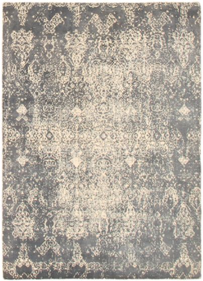 Casual  Contemporary Grey Area rug 4x6 Indian Hand Loomed 355173