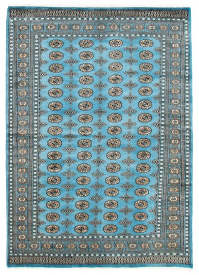Bordered  Tribal Blue Area rug 5x8 Pakistani Hand-knotted 359471