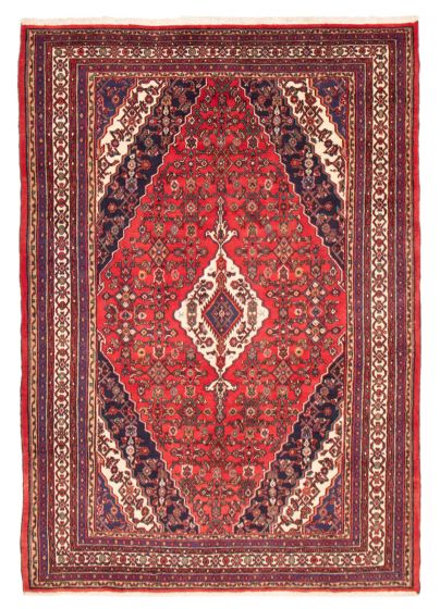 Bordered  Traditional Red Area rug 6x9 Persian Hand-knotted 373385