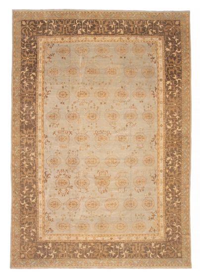 Bordered  Transitional Grey Area rug Unique Turkish Hand-knotted 376143