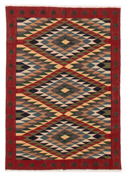 Flat-weaves & Kilims  Geometric Red Area rug 4x6 Turkish Flat-Weave 387677
