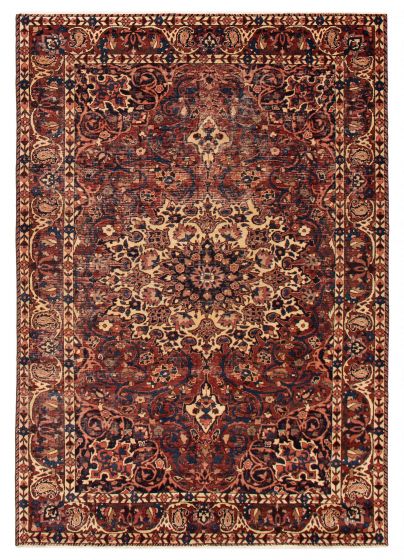 Traditional  Vintage/Distressed Red Area rug 8x10 Turkish Hand-knotted 393768