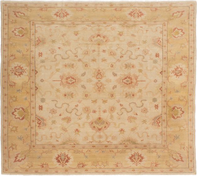 Bordered  Floral Ivory Area rug Square Turkish Hand-knotted 281239