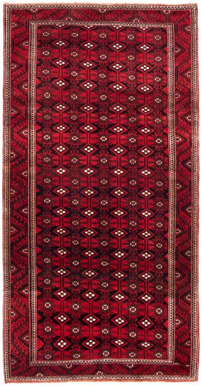 Bordered  Tribal Red Area rug Unique Turkish Hand-knotted 334279