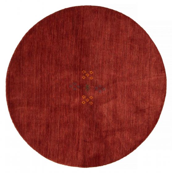 Gabbeh  Tribal Red Area rug Round Indian Flat-Weave 376203