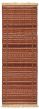 Bordered  Stripes Brown Runner rug 7-ft-runner Turkish Flat-weave 333571