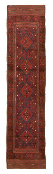 Bordered  Tribal Red Runner rug 8-ft-runner Afghan Hand-knotted 326162