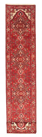 Bordered  Traditional Red Runner rug 24-ft-runner Indian Hand-knotted 344335