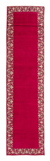 Solid  Tribal Red Runner rug 17-ft-runner Turkish Hand-knotted 385653