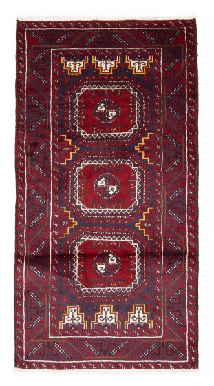Bordered  Traditional Red Area rug 3x5 Afghan Hand-knotted 378703