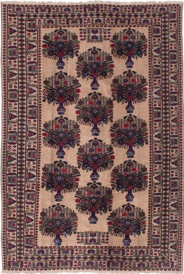 Traditional Ivory Area rug 6x9 Afghan Hand-knotted 215511