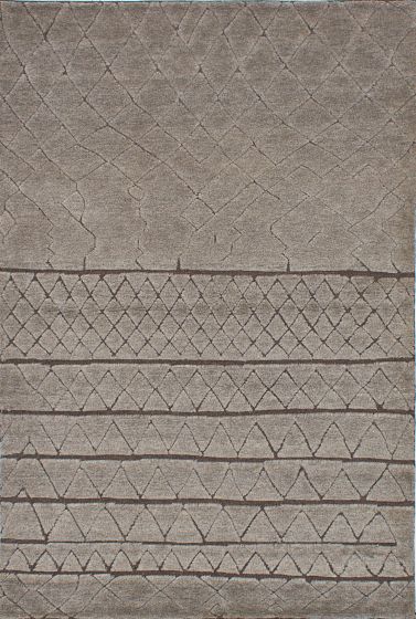 Carved  Transitional Grey Area rug 5x8 Indian Hand-knotted 239903