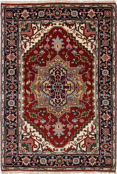 Floral  Traditional Red Area rug 3x5 Indian Hand-knotted 241158