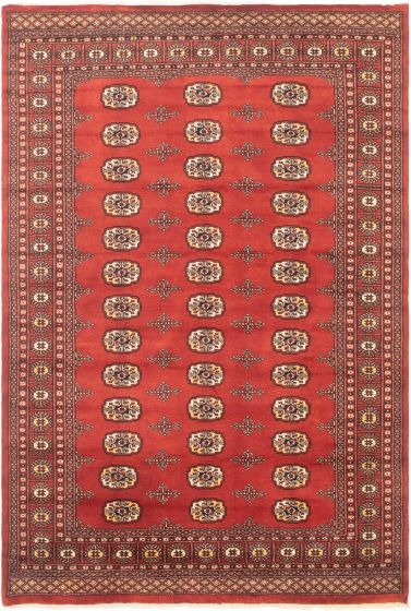 Bordered  Tribal Brown Area rug 5x8 Pakistani Hand-knotted 305648