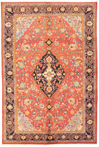Bordered  Traditional Red Area rug 6x9 Persian Hand-knotted 310613