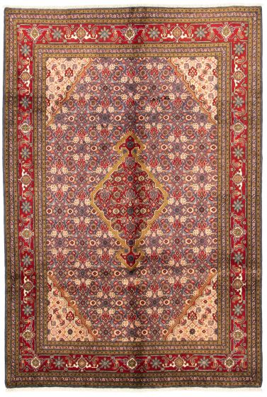Bordered  Traditional Blue Area rug 6x9 Persian Hand-knotted 310622