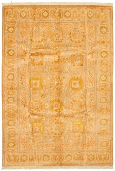 Bordered  Traditional Brown Area rug 5x8 Pakistani Hand-knotted 330501