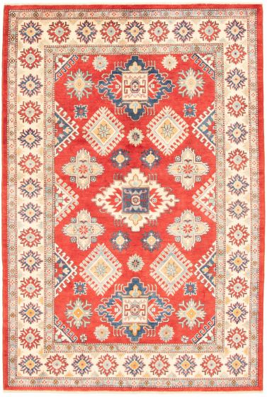 Bordered  Traditional Red Area rug 5x8 Afghan Hand-knotted 337259