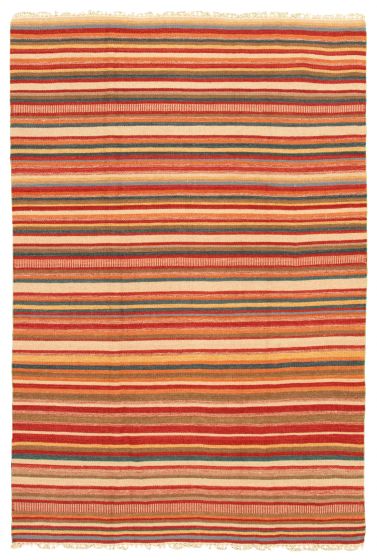 Flat-weaves & Kilims  Transitional Red Area rug 6x9 Indian Flat-weave 346097