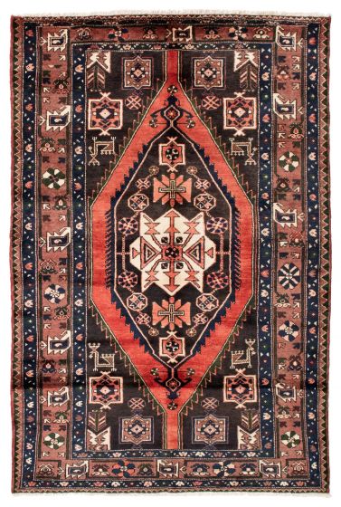 Bordered  Traditional Brown Area rug 4x6 Persian Hand-knotted 352254