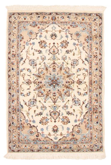Bordered  Traditional Ivory Area rug 3x5 Persian Hand-knotted 353245