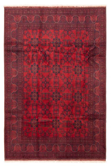 Bordered  Traditional Red Area rug 6x9 Afghan Hand-knotted 360236