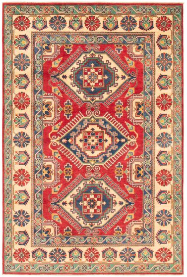 Bordered  Traditional Red Area rug 6x9 Afghan Hand-knotted 360341