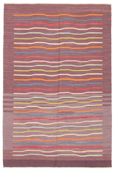 Flat-weaves & Kilims  Transitional Purple Area rug 5x8 Turkish Flat-Weave 367350