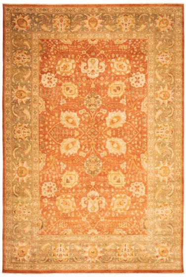 Traditional Brown Area rug Unique Pakistani Hand-knotted 368373