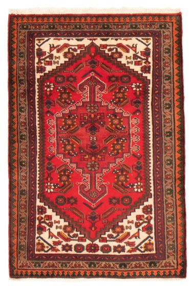 Bordered  Traditional Red Area rug 3x5 Persian Hand-knotted 371108