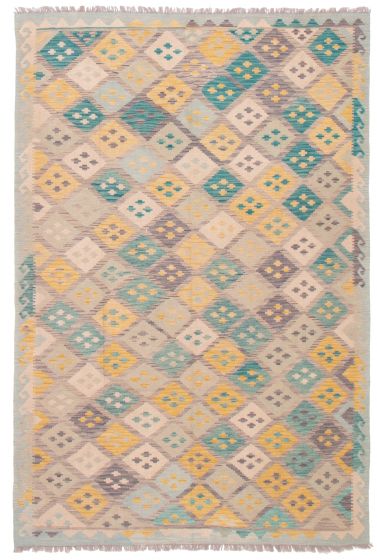 Flat-weaves & Kilims  Geometric Grey Area rug 6x9 Turkish Flat-Weave 374461