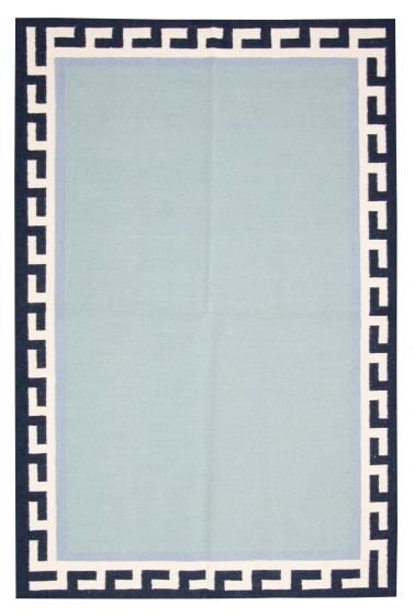 Contemporary/Modern  Transitional Blue Area rug 5x8 Turkish Flat-Weave 374687