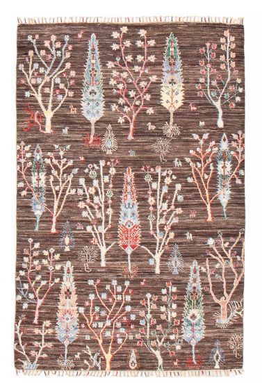Traditional  Transitional Brown Area rug 3x5 Pakistani Hand-knotted 381773