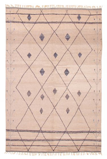 Moroccan  Tribal Ivory Area rug 8x10 Pakistani Hand-knotted 381832