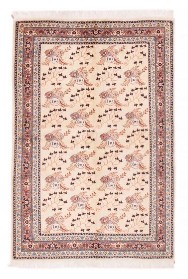 Bordered  Traditional Ivory Area rug 4x6 Persian Hand-knotted 382280
