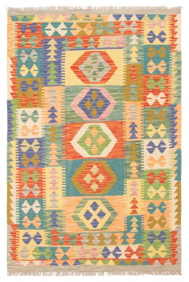 Flat-weaves & Kilims  Geometric Green Area rug 3x5 Turkish Flat-Weave 389450