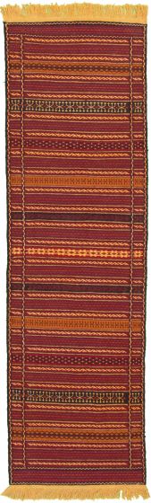 Flat-weaves & Kilims  Tribal Red Runner rug 10-ft-runner Turkish Flat-weave 333034