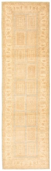 Bordered  Traditional Brown Runner rug 10-ft-runner Afghan Hand-knotted 346672