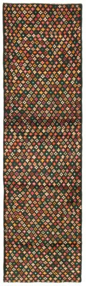 Bohemian  Tribal Green Runner rug 10-ft-runner Afghan Hand-knotted 353971