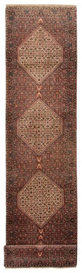 Bordered  Traditional Blue Runner rug 13-ft-runner Persian Hand-knotted 357583