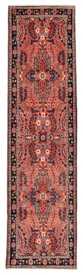 Bordered  Traditional Brown Runner rug 10-ft-runner Turkish Hand-knotted 384678