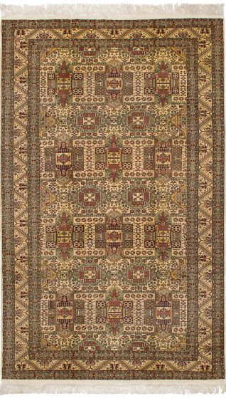 Geometric  Traditional Ivory Area rug Unique Turkish Hand-knotted 244911