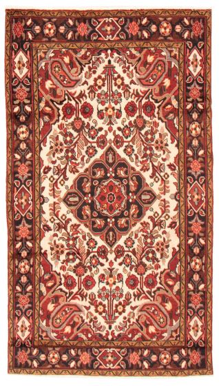 Bordered  Traditional Ivory Area rug 5x8 Persian Hand-knotted 369022