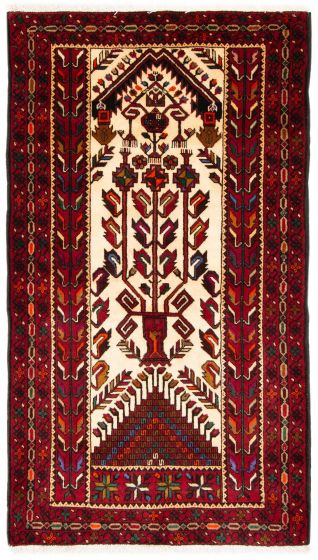 Bordered  Traditional Ivory Area rug 3x5 Afghan Hand-knotted 379057