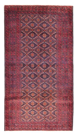 Bordered  Tribal Blue Area rug 3x5 Persian Hand-knotted 381643