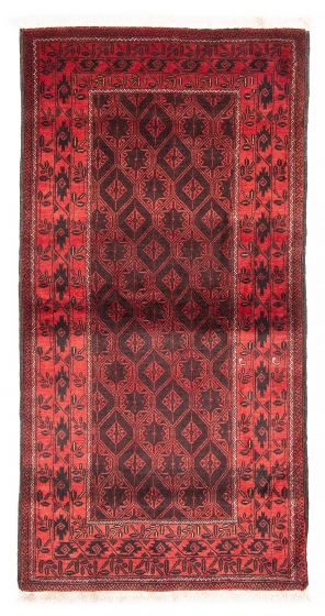 Bordered  Traditional Red Area rug 3x5 Afghan Hand-knotted 380310