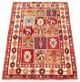 Bordered  Tribal Ivory Area rug 4x6 Turkish Hand-knotted 320201