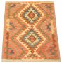 Turkish Bold and Colorful 3'0" x 4'3" Flat-weave Wool Red Kilim
