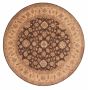 Bordered  Traditional Brown Area rug Round Indian Hand-knotted 375833